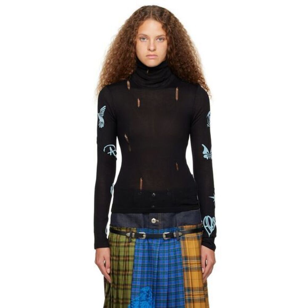 Andersson Bell top size S‎ NEW Augen turtleneck distressed silk blend